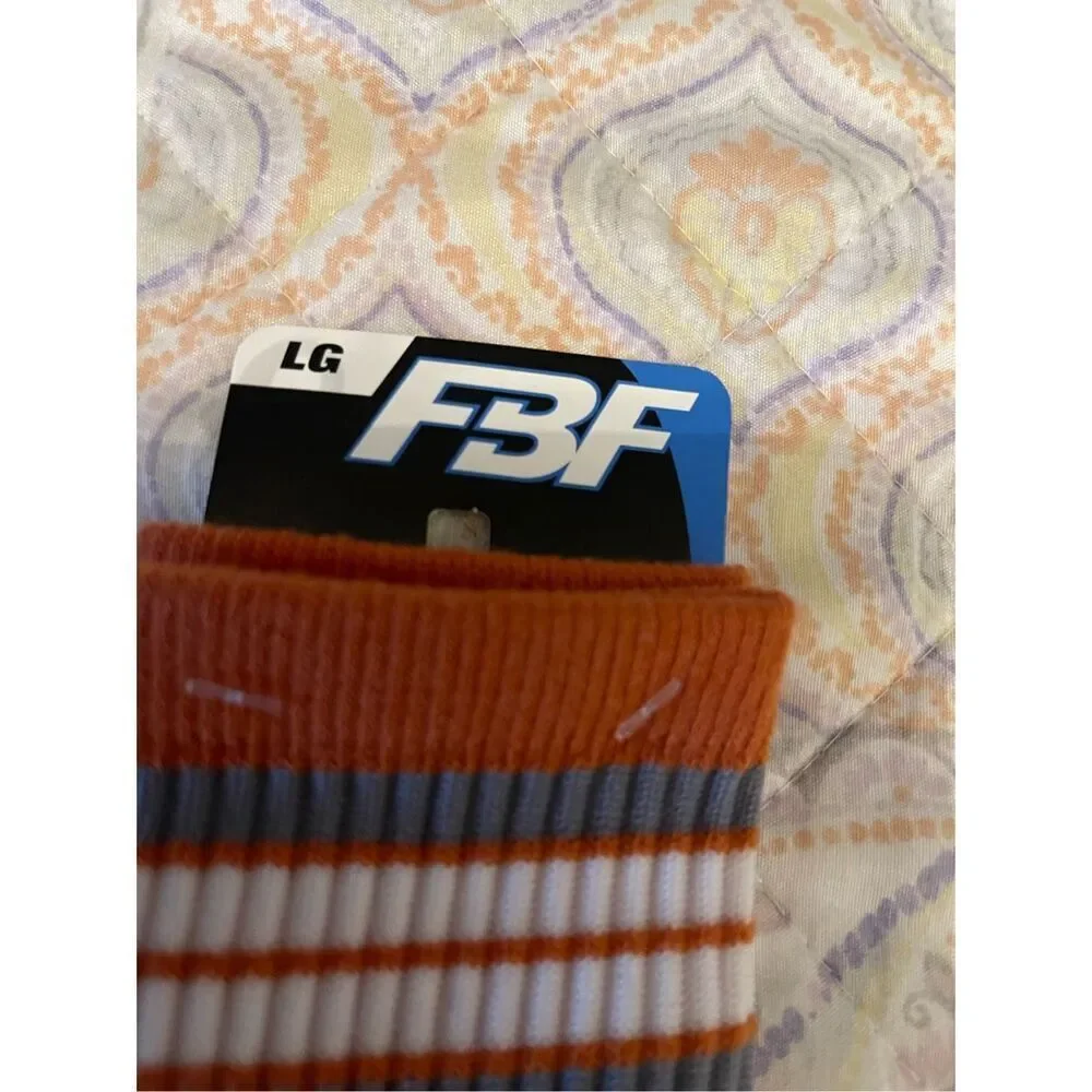 New For Bare Feet Mens Orange White Texas Longhorns Football Sport Socks Large